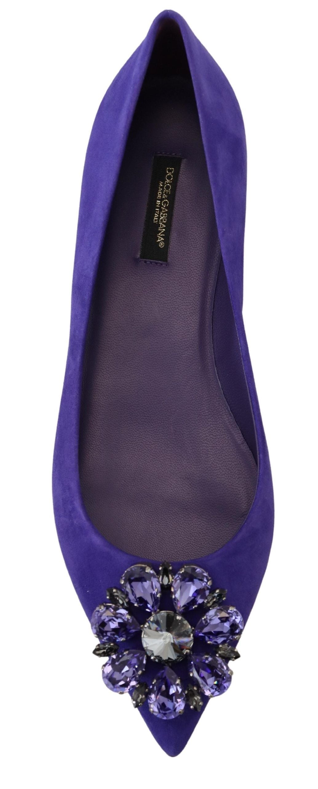 Dolce & Gabbana verzierte kristallviolette Wildleder-Flats