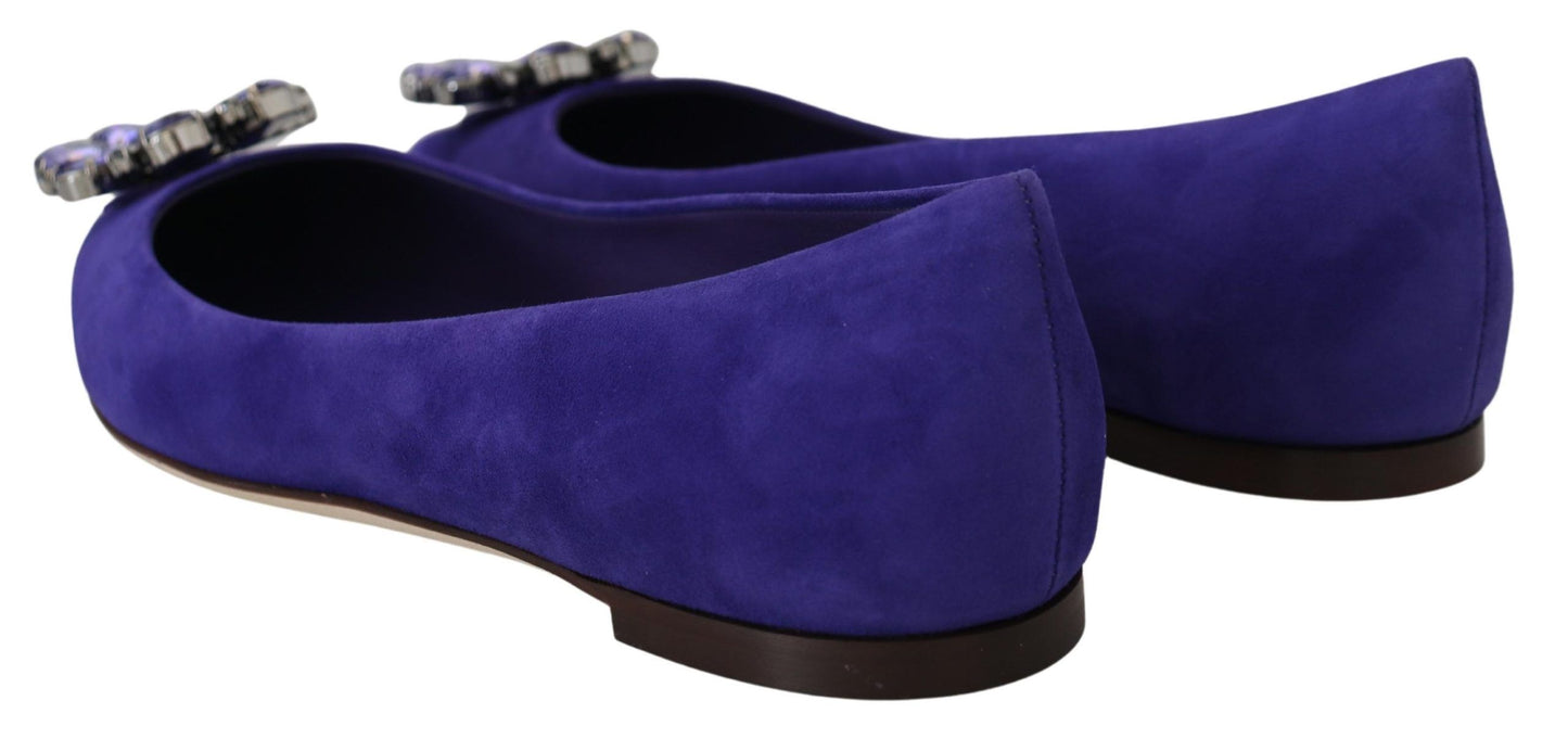 Dolce & Gabbana verzierte kristallviolette Wildleder-Flats