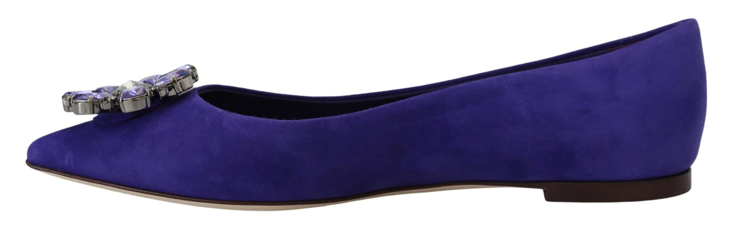 Dolce & Gabbana verzierte kristallviolette Wildleder-Flats