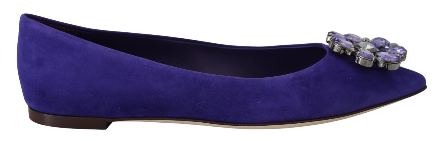 Dolce & Gabbana verzierte kristallviolette Wildleder-Flats