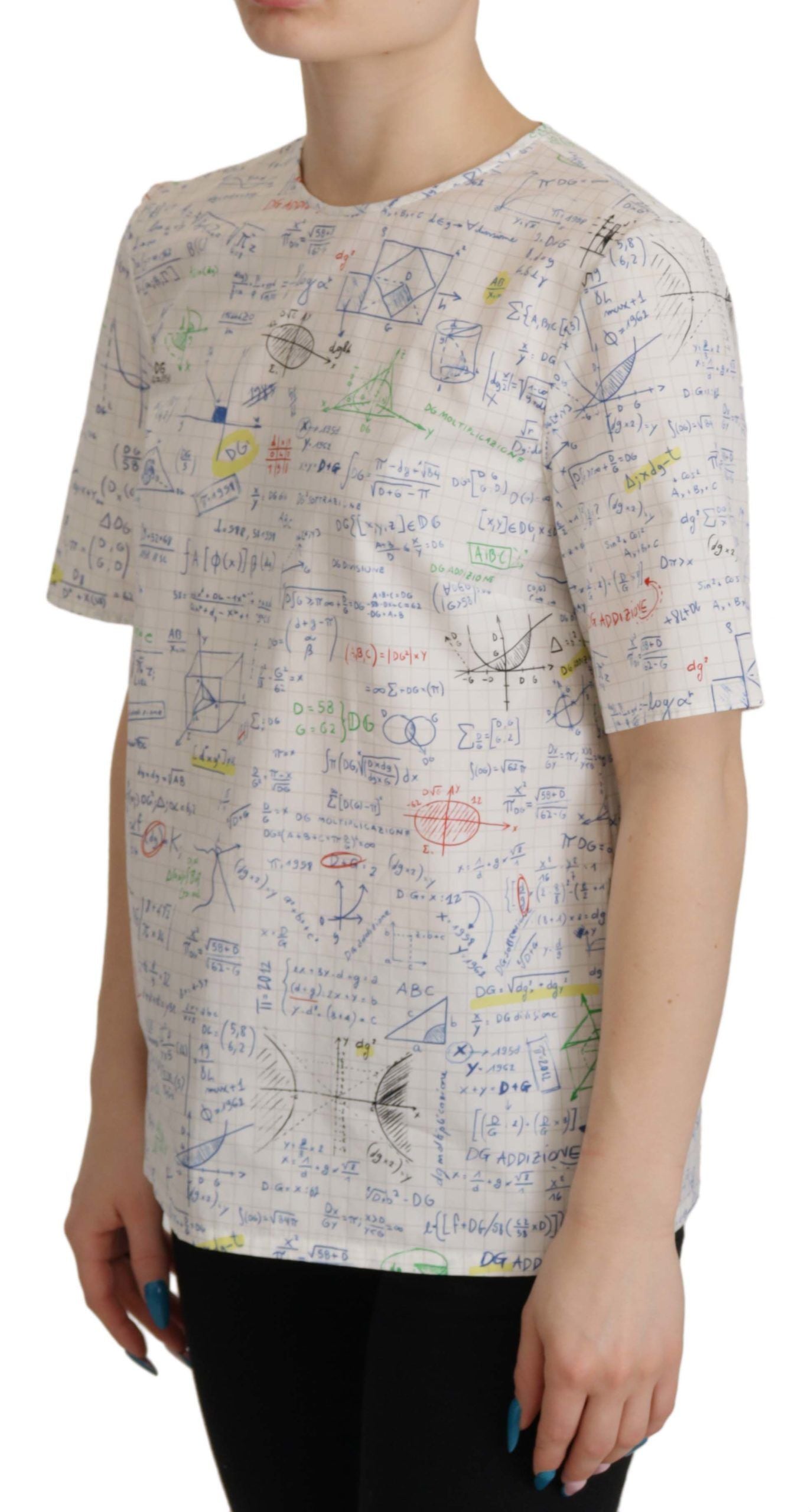 Dolce & Gabbana Algebra-Print-Baumwoll-T-Shirt mit Rundhalsausschnitt