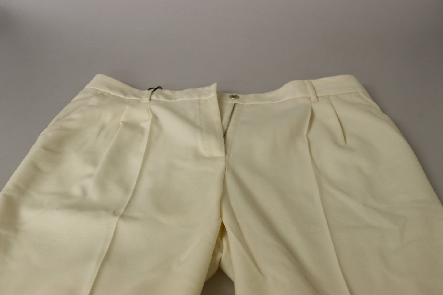 Dolce & Gabbana Elegante elfenbeinfarbene Wollhose mit hoher Taille