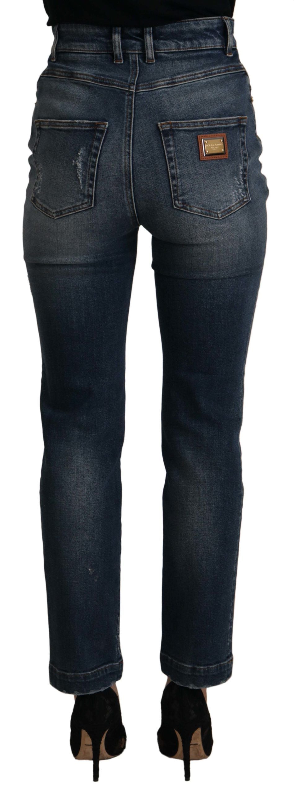 Jeans skinny a vita alta firmati Dolce & Gabbana in blu