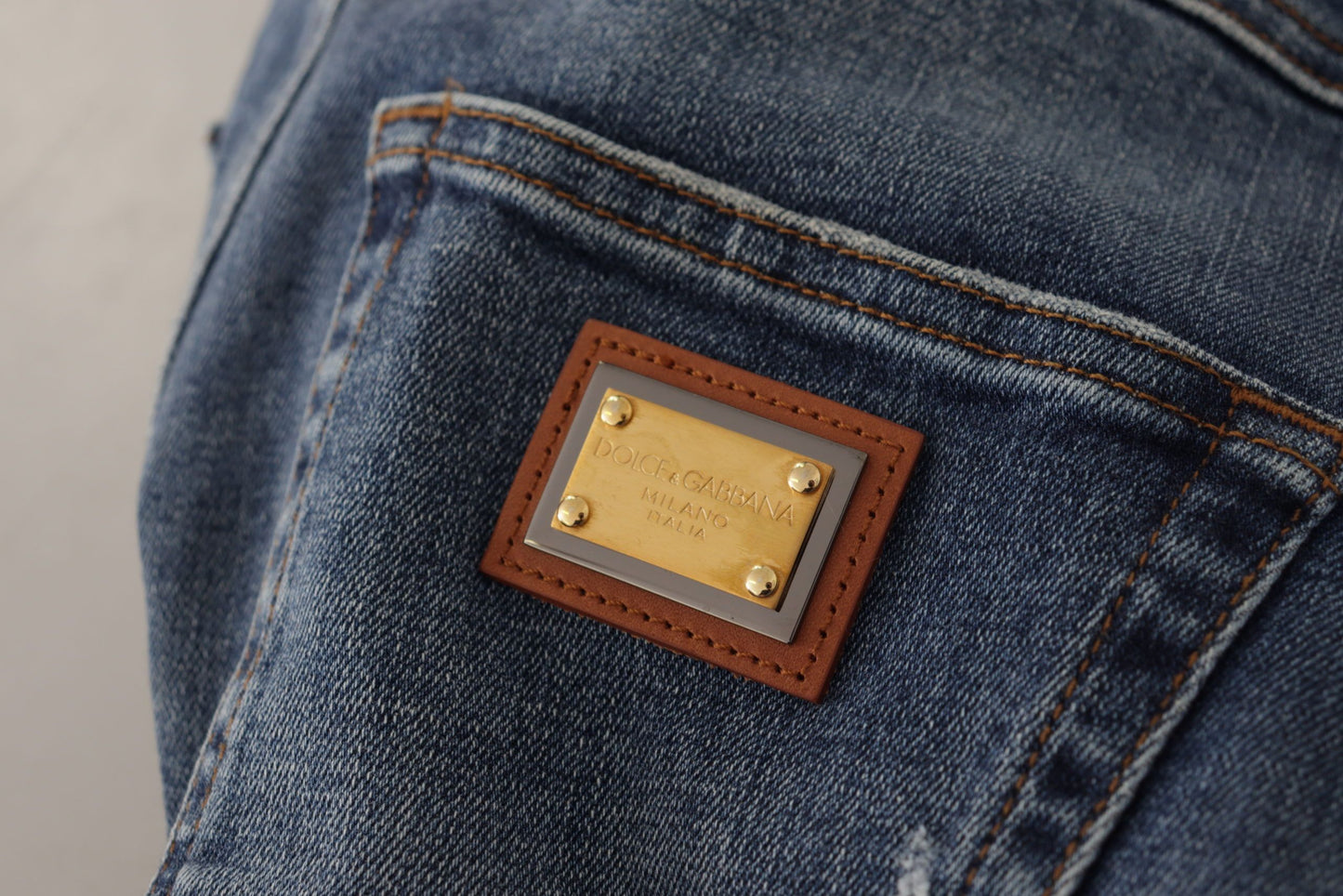 Jeans skinny a vita alta firmati Dolce & Gabbana in blu