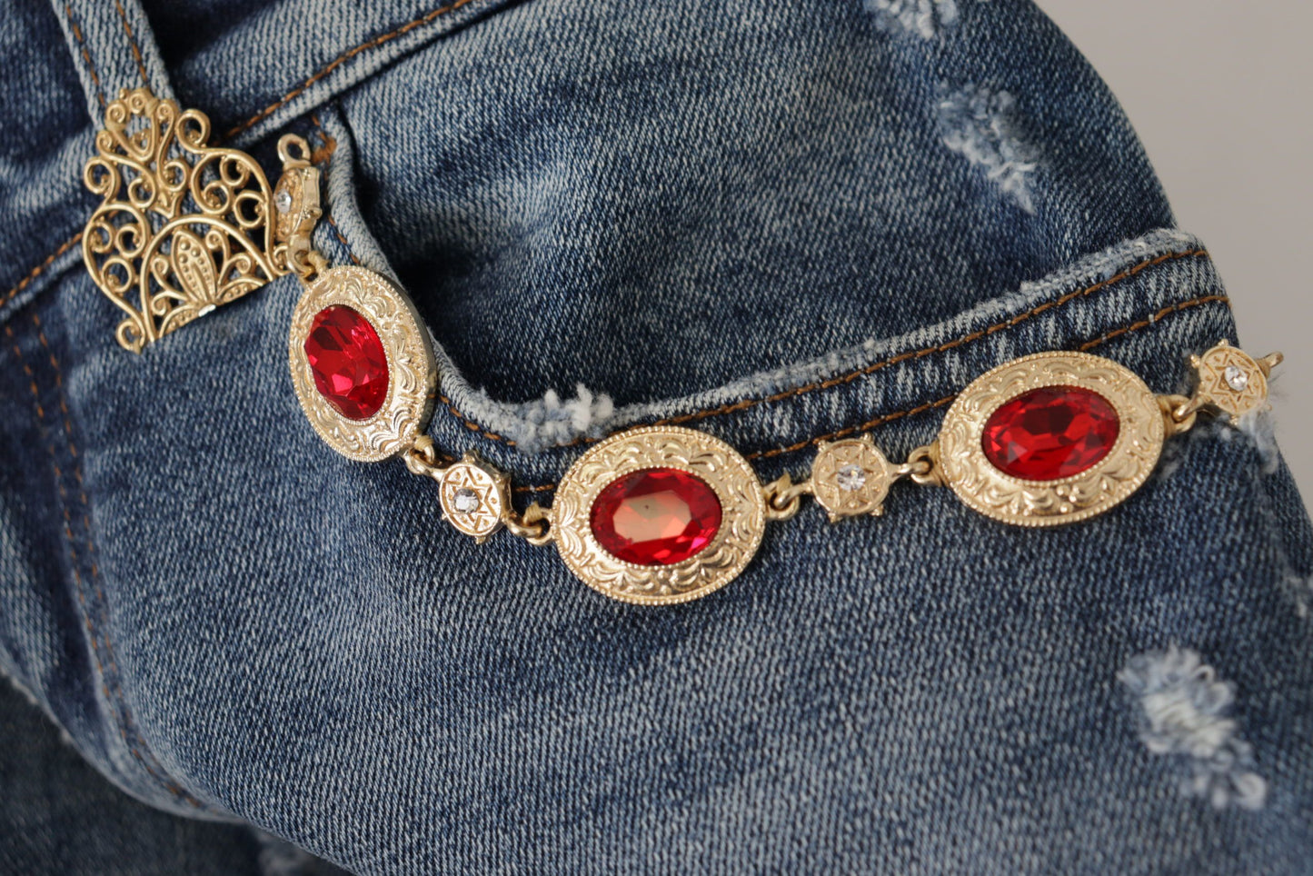 Jeans skinny a vita alta firmati Dolce & Gabbana in blu