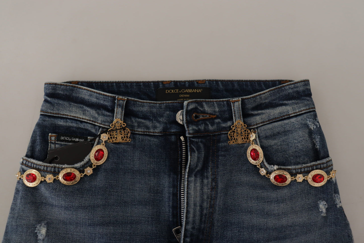 Jeans skinny a vita alta firmati Dolce & Gabbana in blu