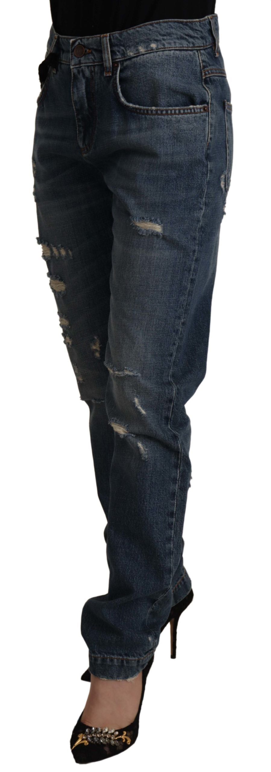 Jeans in denim a vita media con taglio boyfriend chic di Dolce & Gabbana