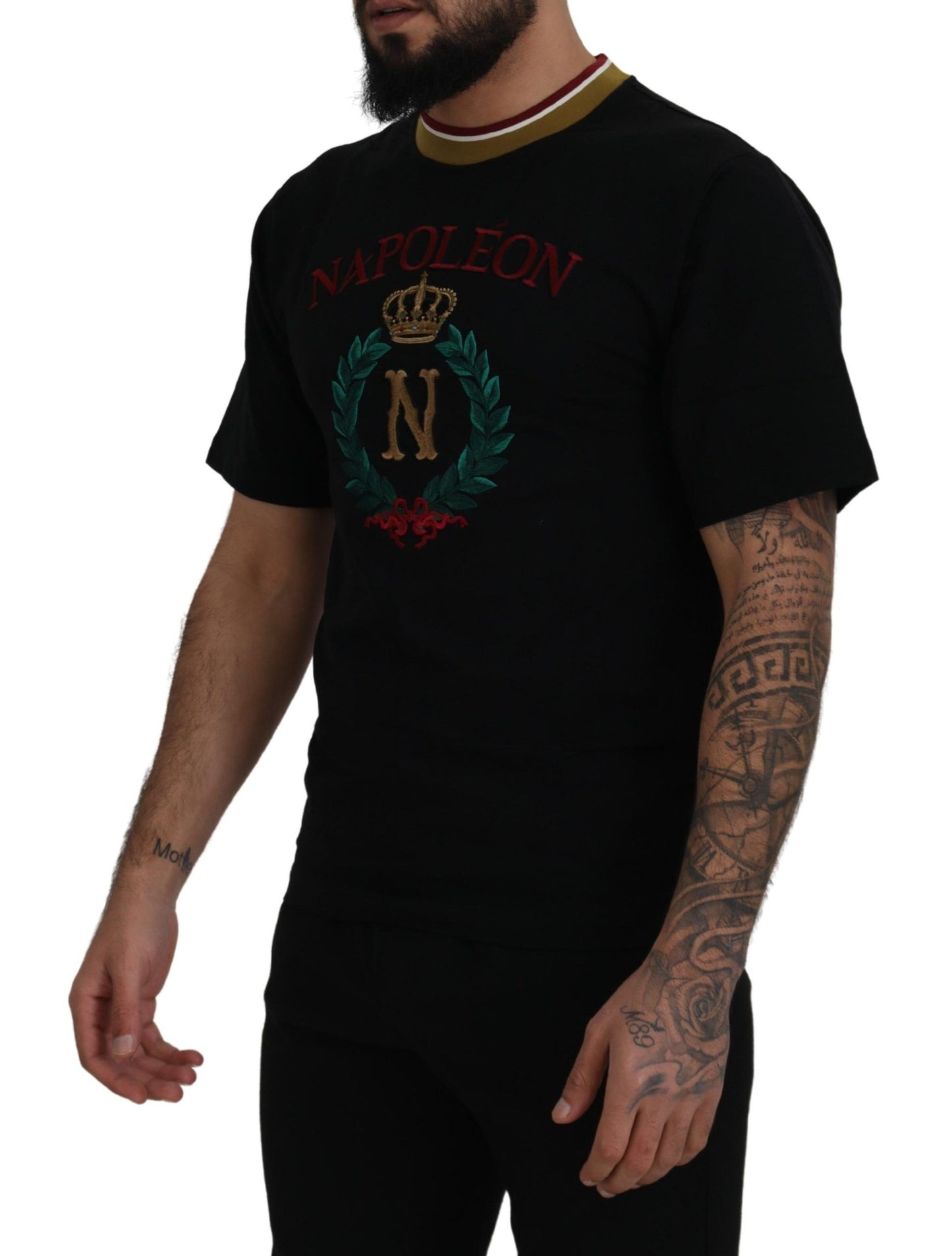 Dolce & Gabbana Iconic T-Shirt aus schwarzer Baumwolle mit Rundhalsausschnitt