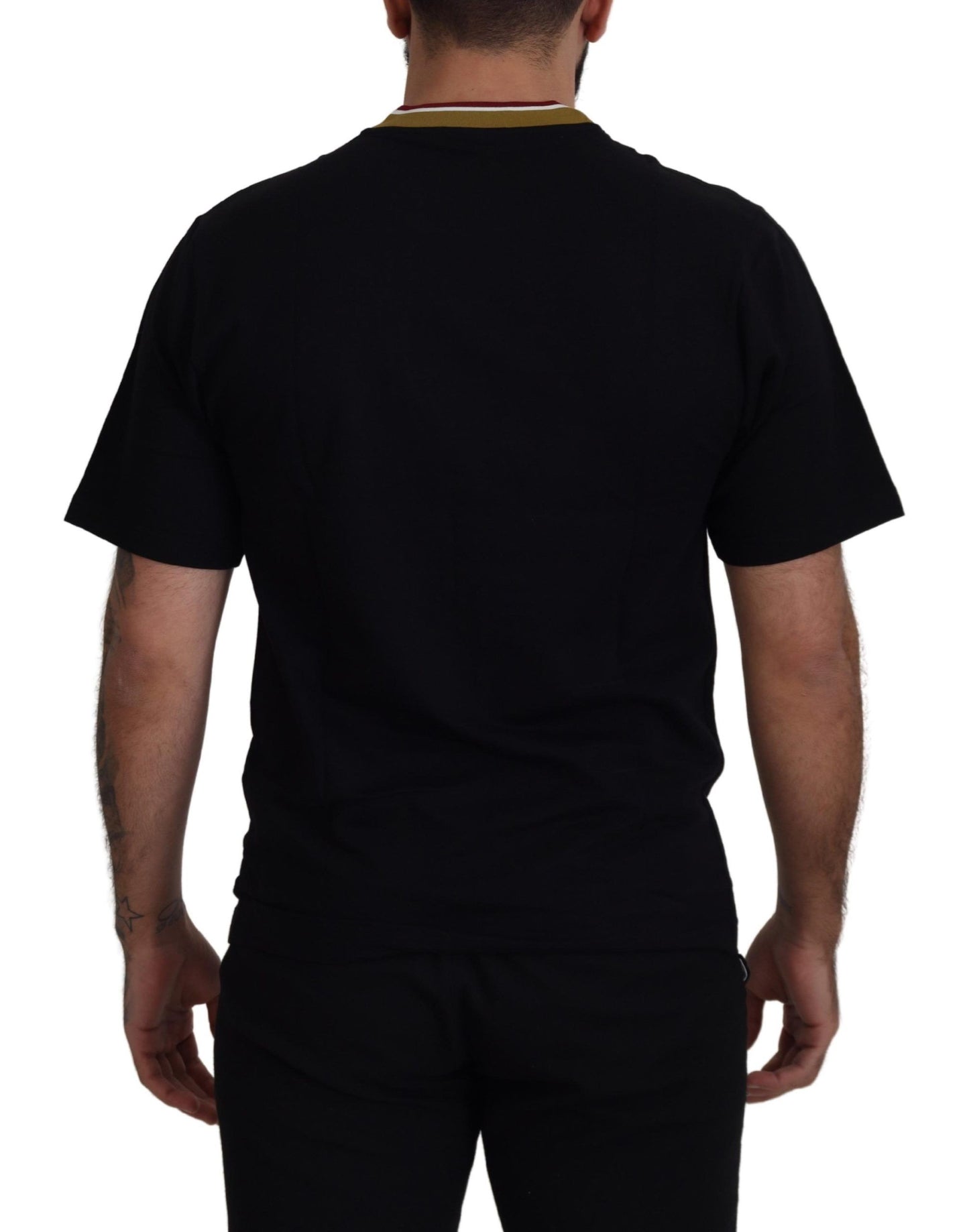 Dolce & Gabbana Iconic T-Shirt aus schwarzer Baumwolle mit Rundhalsausschnitt