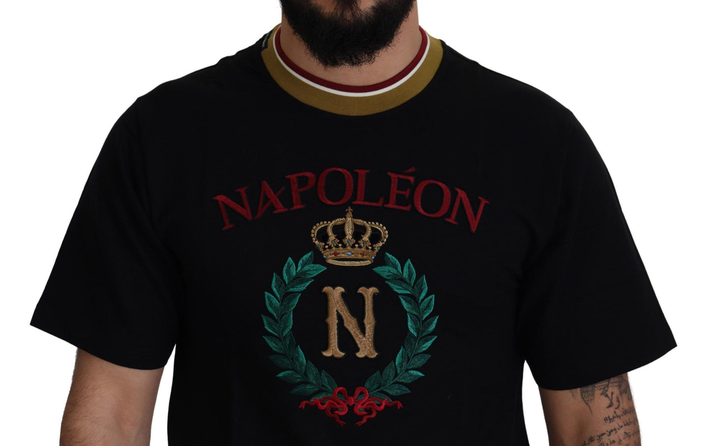 Dolce & Gabbana Iconic T-Shirt aus schwarzer Baumwolle mit Rundhalsausschnitt