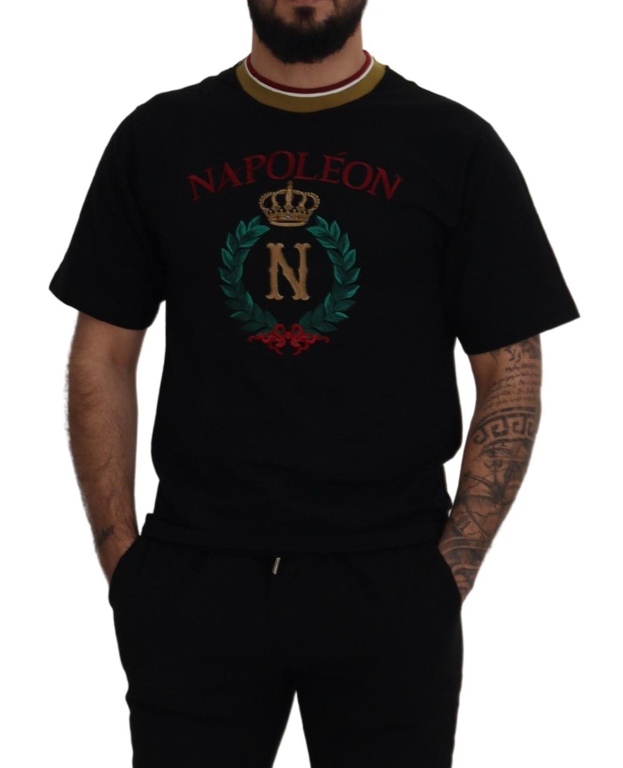 Dolce & Gabbana Iconic T-Shirt aus schwarzer Baumwolle mit Rundhalsausschnitt