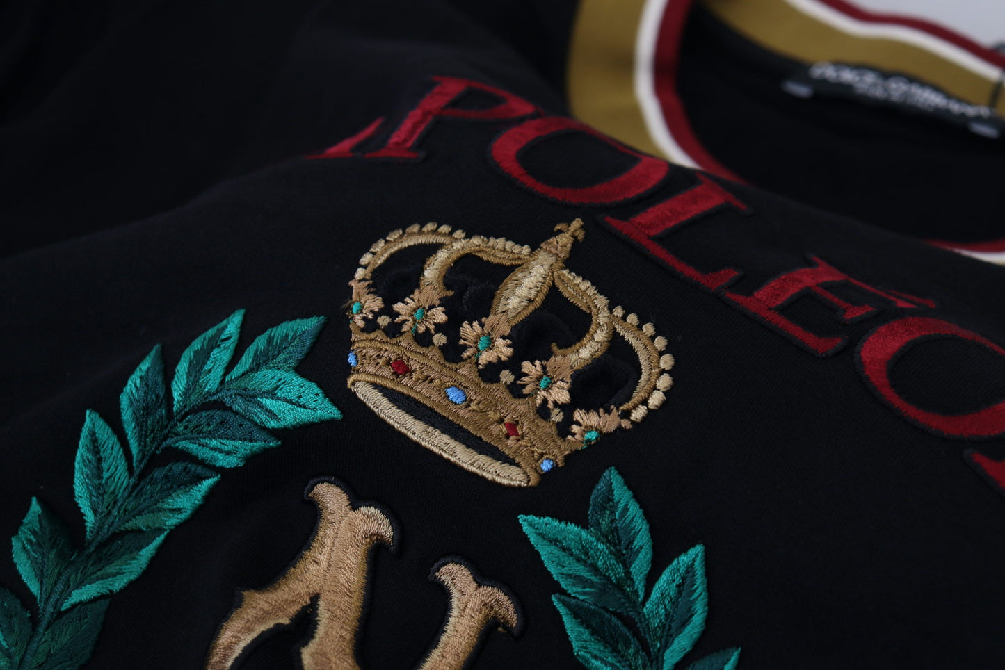 Dolce & Gabbana Iconic T-Shirt aus schwarzer Baumwolle mit Rundhalsausschnitt