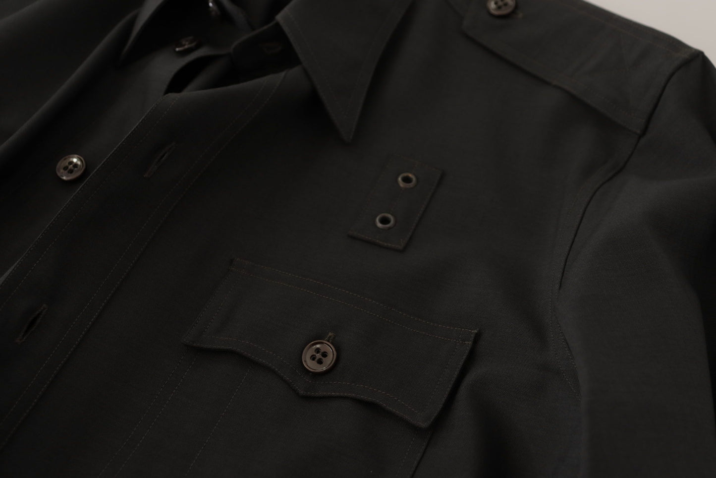 Camicia elegante in cotone verde scuro slim fit Dolce & Gabbana