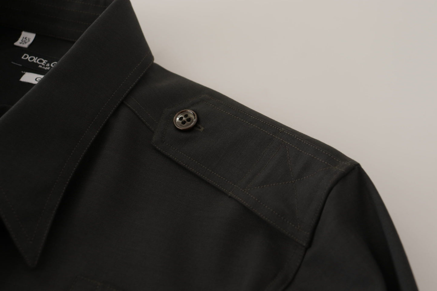 Camicia elegante in cotone verde scuro slim fit Dolce & Gabbana
