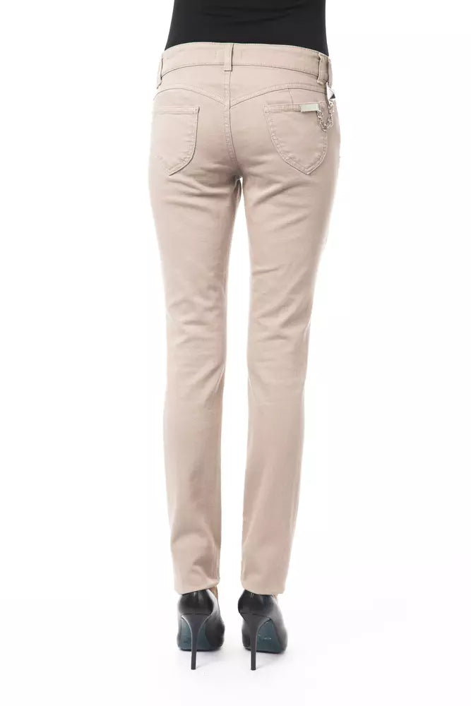 Pantaloni da donna BYBLOS in cotone beige con tasche anteriori e posteriori