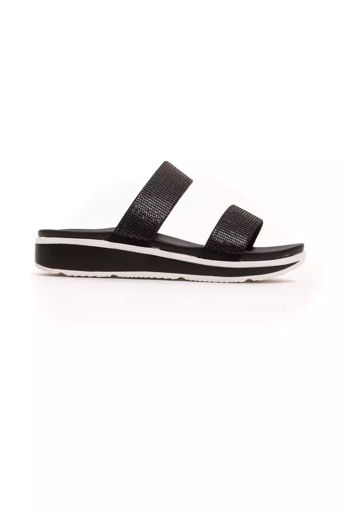 Péché Originel Damen-Sandale aus schwarzem Textil