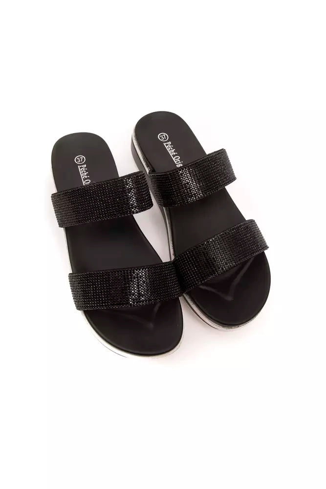 Péché Originel Damen-Sandale aus schwarzem Textil