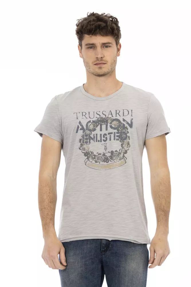 Trussardi Action Graues Herren-T-Shirt aus Baumwolle