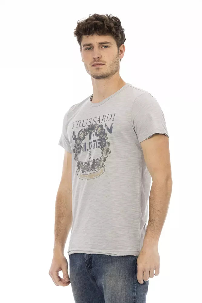 Trussardi Action Graues Herren-T-Shirt aus Baumwolle