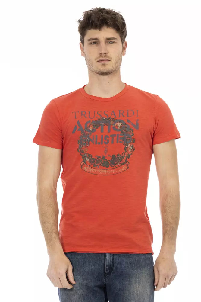 Trussardi Action Rotes Herren-T-Shirt aus Baumwolle
