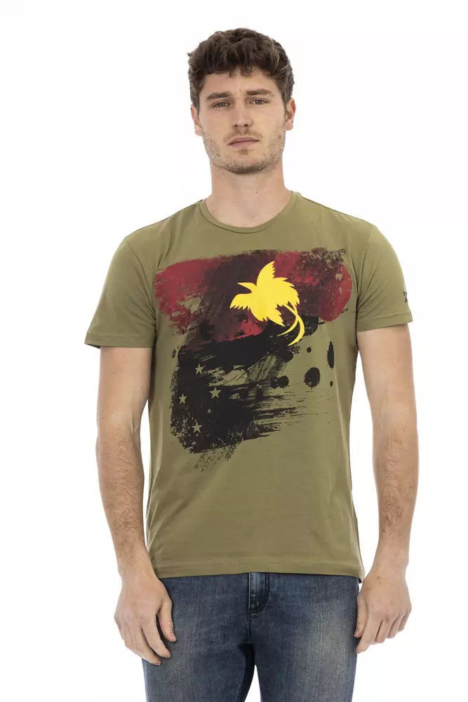 Trussardi Action Grünes Herren-T-Shirt aus Baumwolle