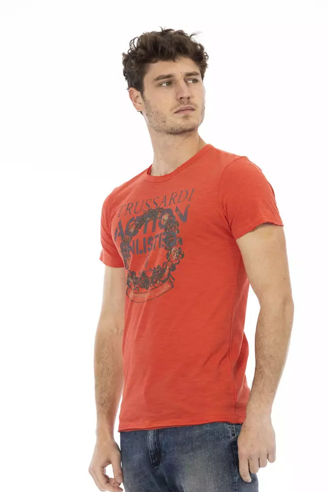 Trussardi Action Rotes Herren-T-Shirt aus Baumwolle