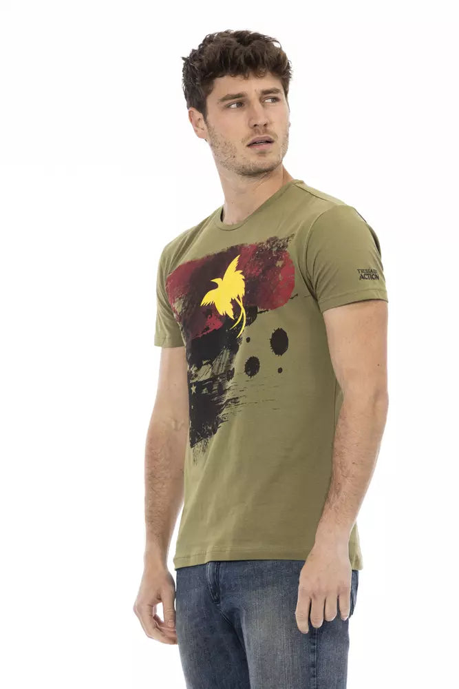 Trussardi Action Grünes Herren-T-Shirt aus Baumwolle