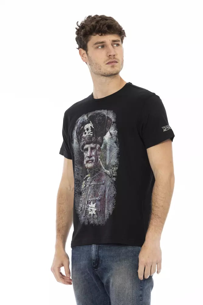 Trussardi Action Schwarzes Herren-T-Shirt aus Baumwolle