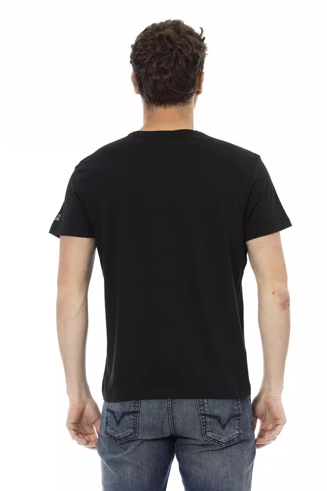 Trussardi Action Schwarzes Herren-T-Shirt aus Baumwolle