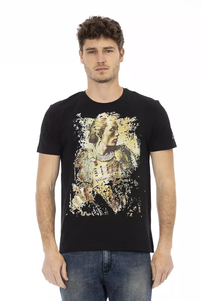 Trussardi Action Schwarzes Herren-T-Shirt aus Baumwolle