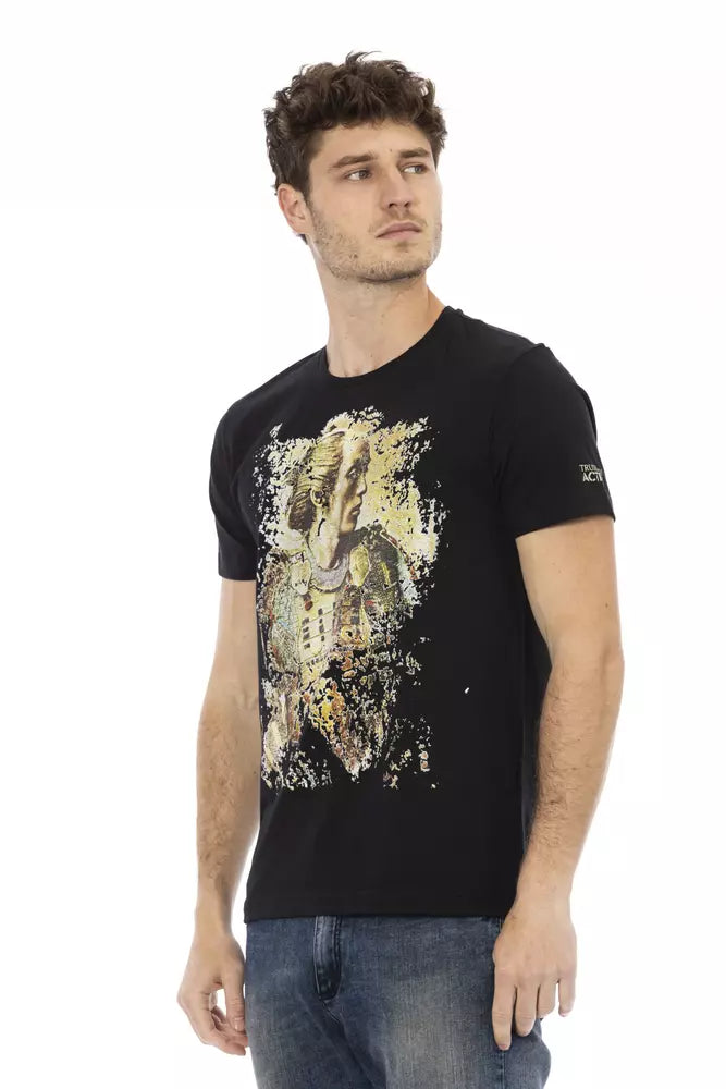 Trussardi Action Schwarzes Herren-T-Shirt aus Baumwolle