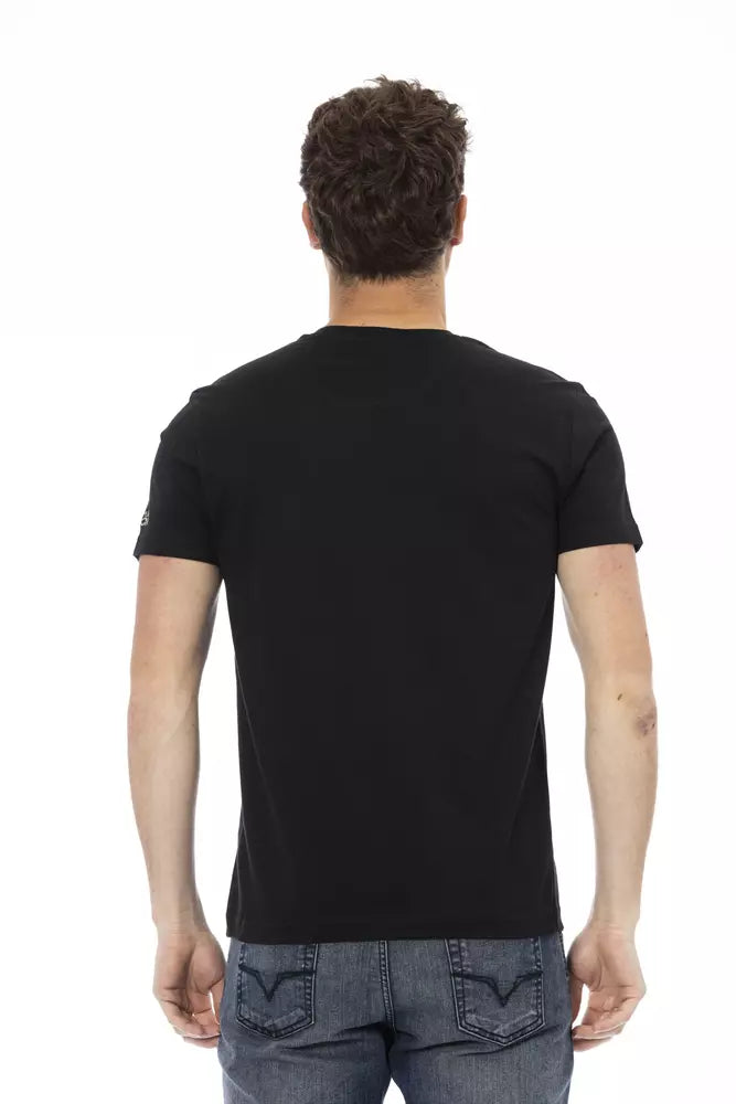Trussardi Action Schwarzes Herren-T-Shirt aus Baumwolle