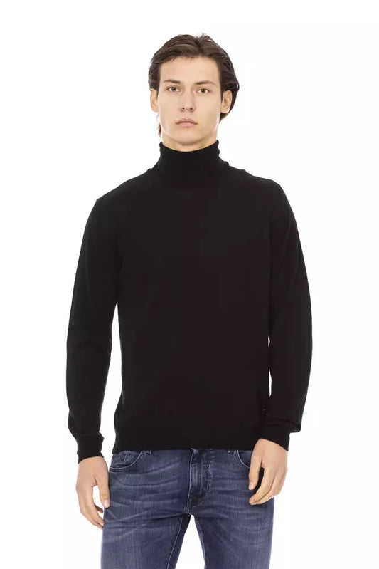 Maglione a collo alto da uomo in tessuto nero Baldinini Trend