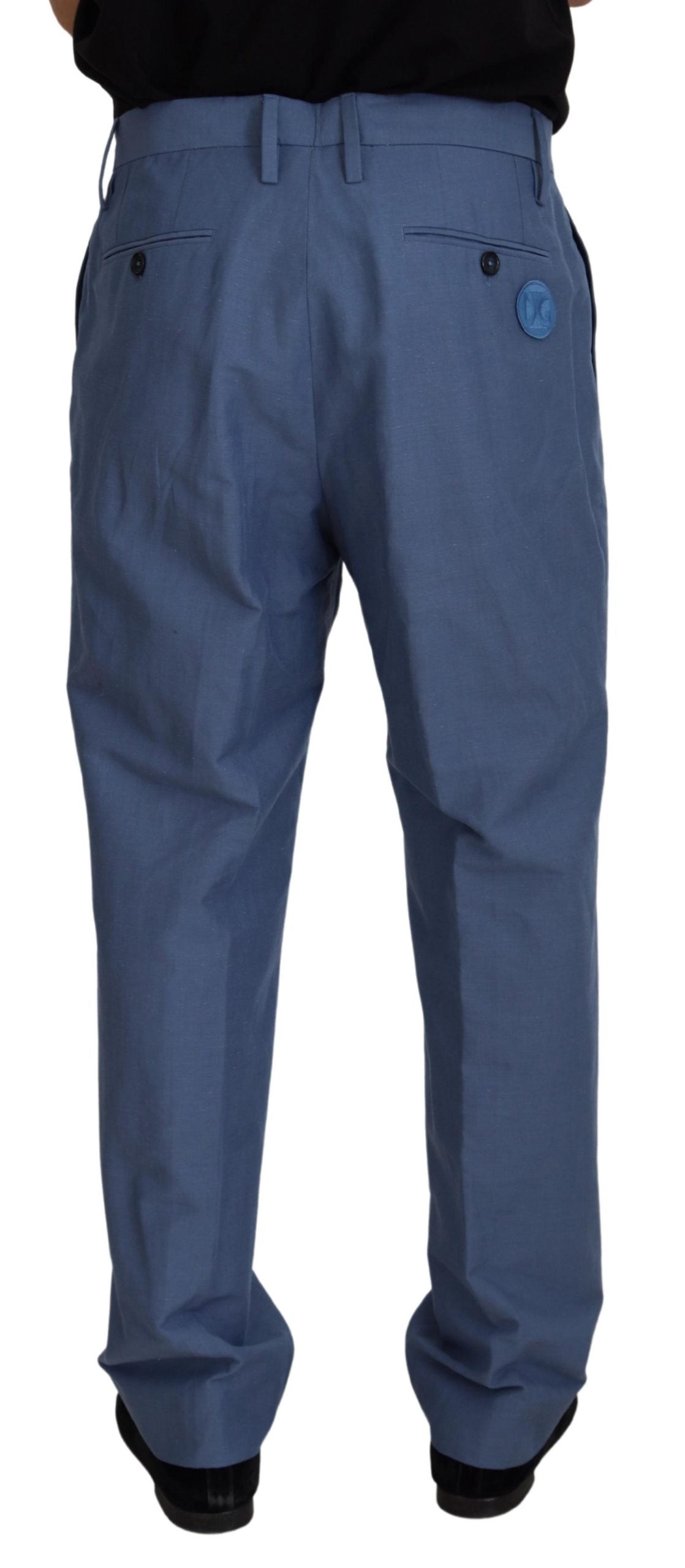Dolce & Gabbana Elegante blaue Hose aus Leinen-Baumwoll-Mischung
