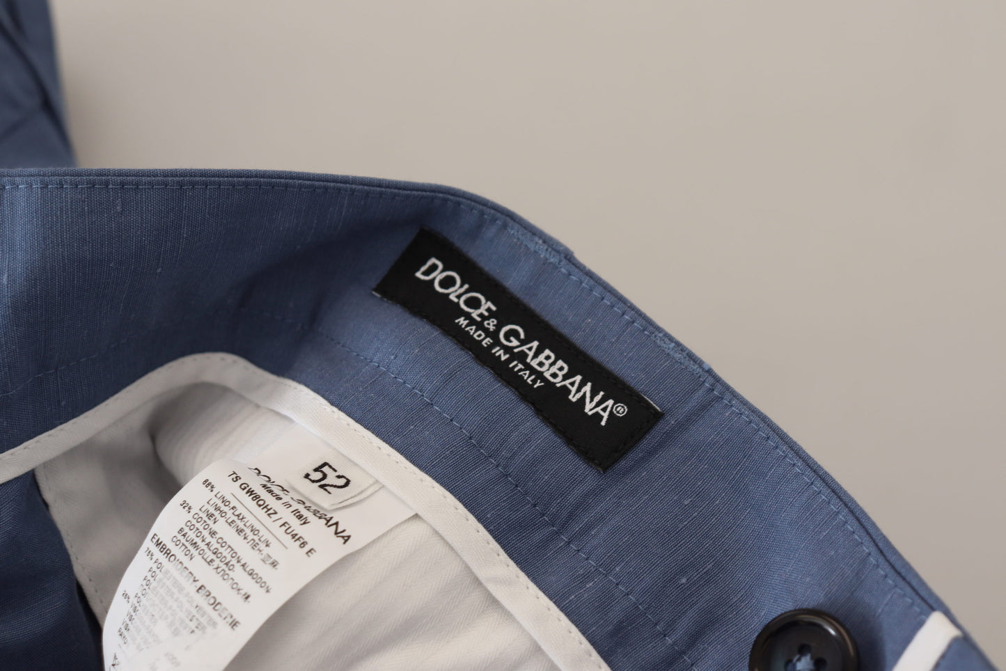 Dolce & Gabbana Elegante blaue Hose aus Leinen-Baumwoll-Mischung