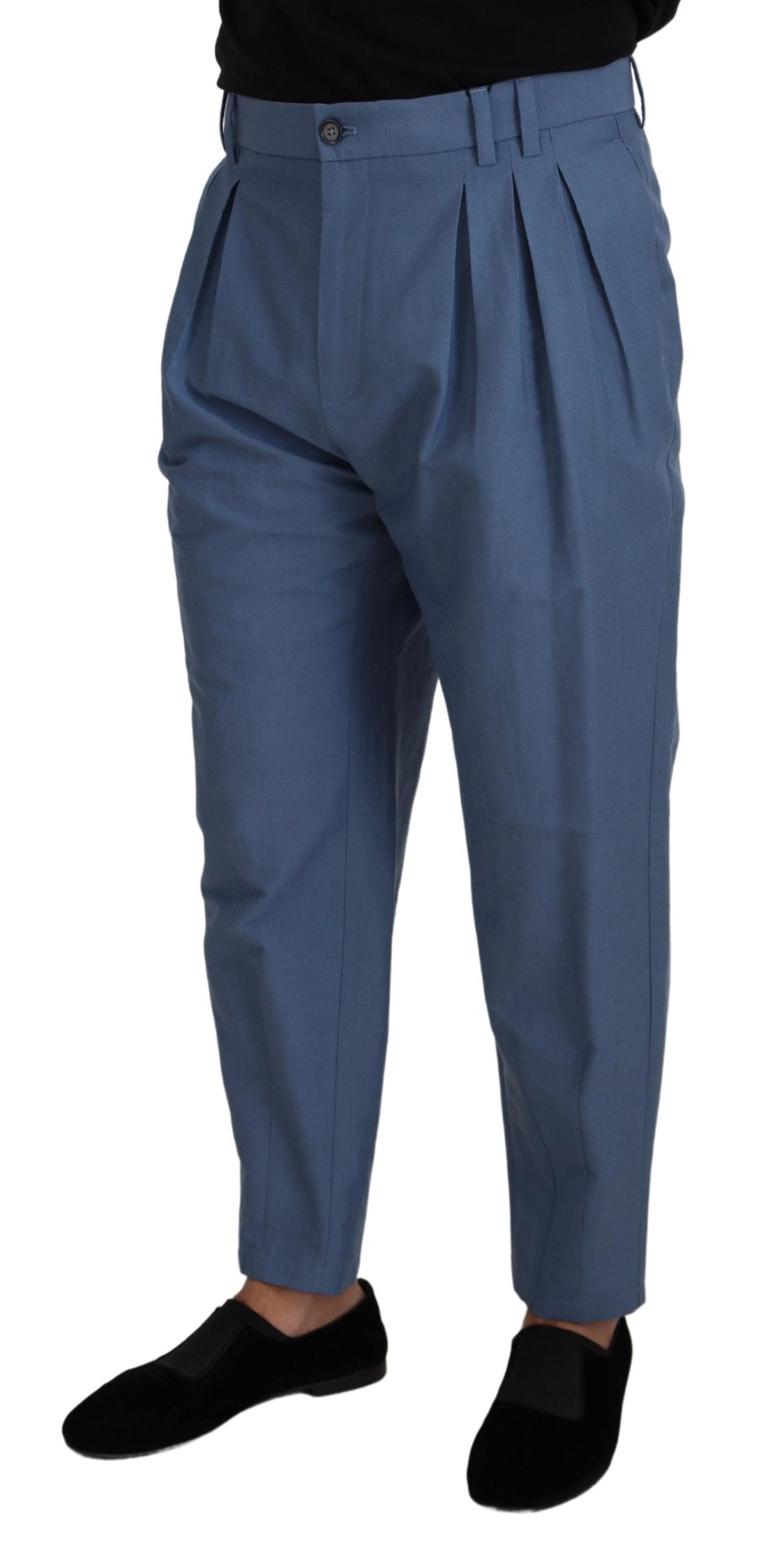 Dolce & Gabbana Elegante blaue Leinen-Baumwollhose