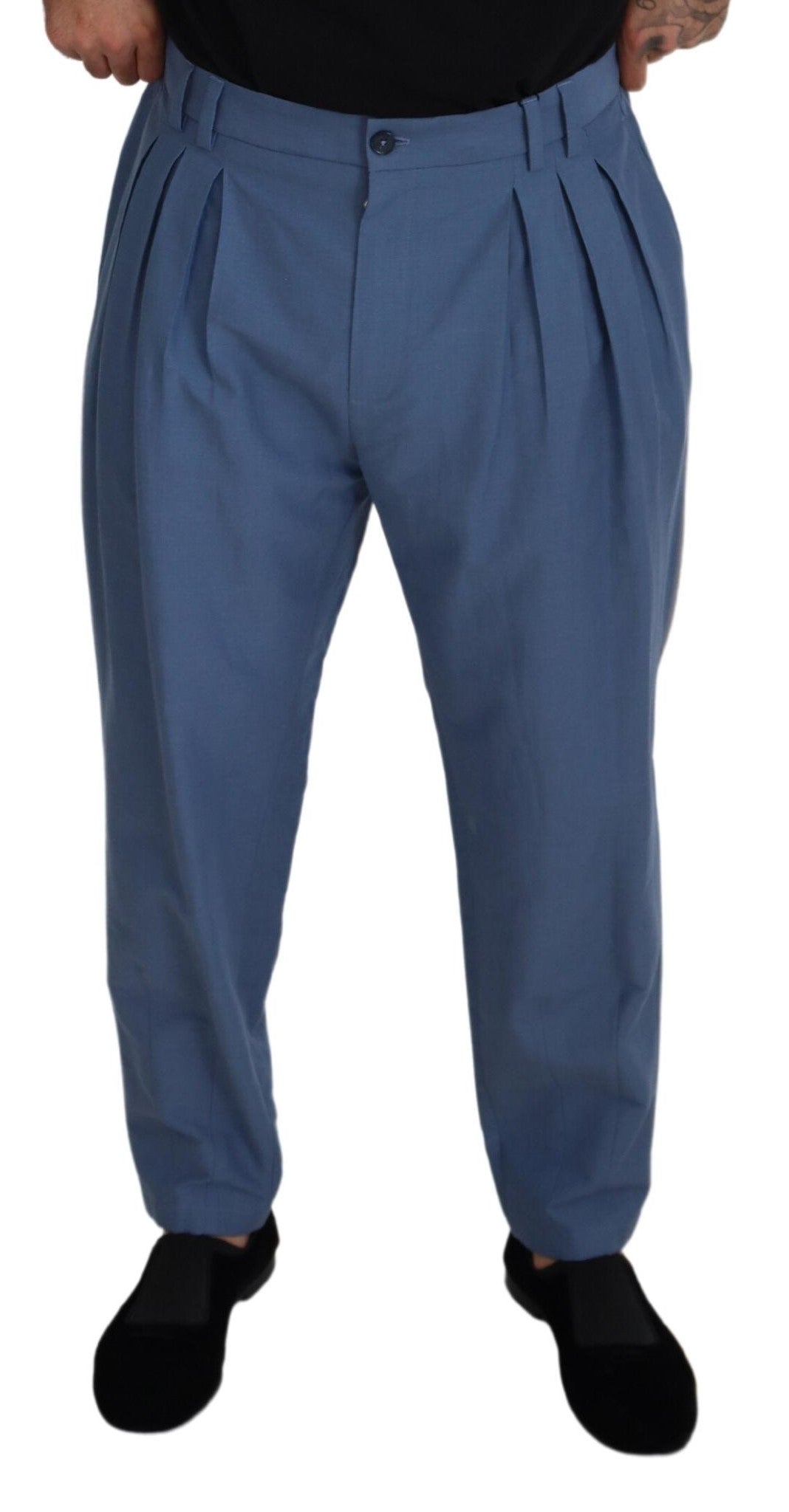 Dolce & Gabbana Elegante blaue Leinen-Baumwollhose