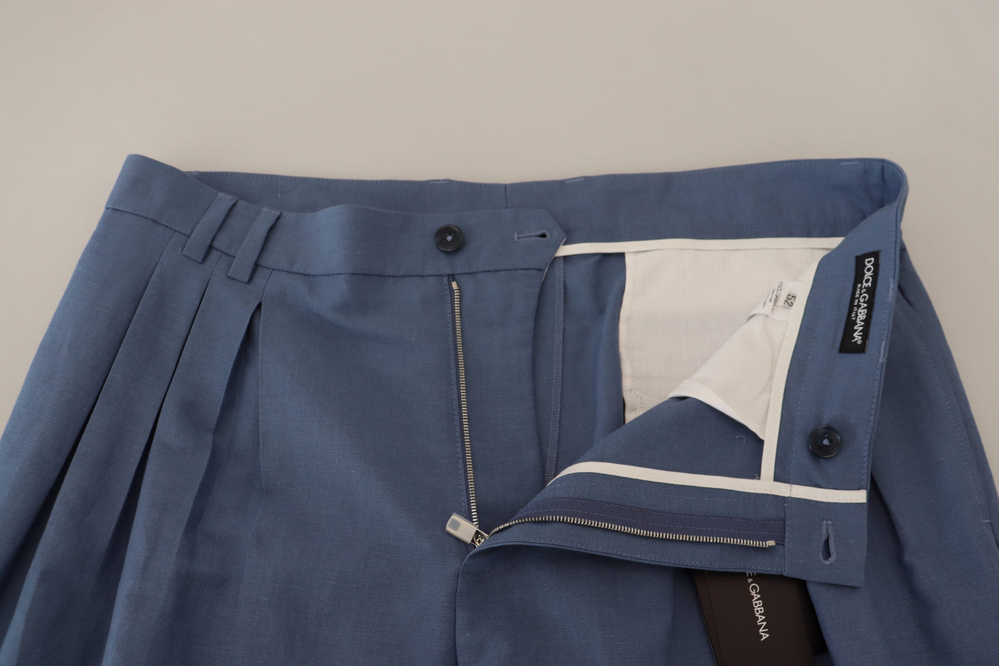 Dolce & Gabbana Elegante blaue Leinen-Baumwollhose