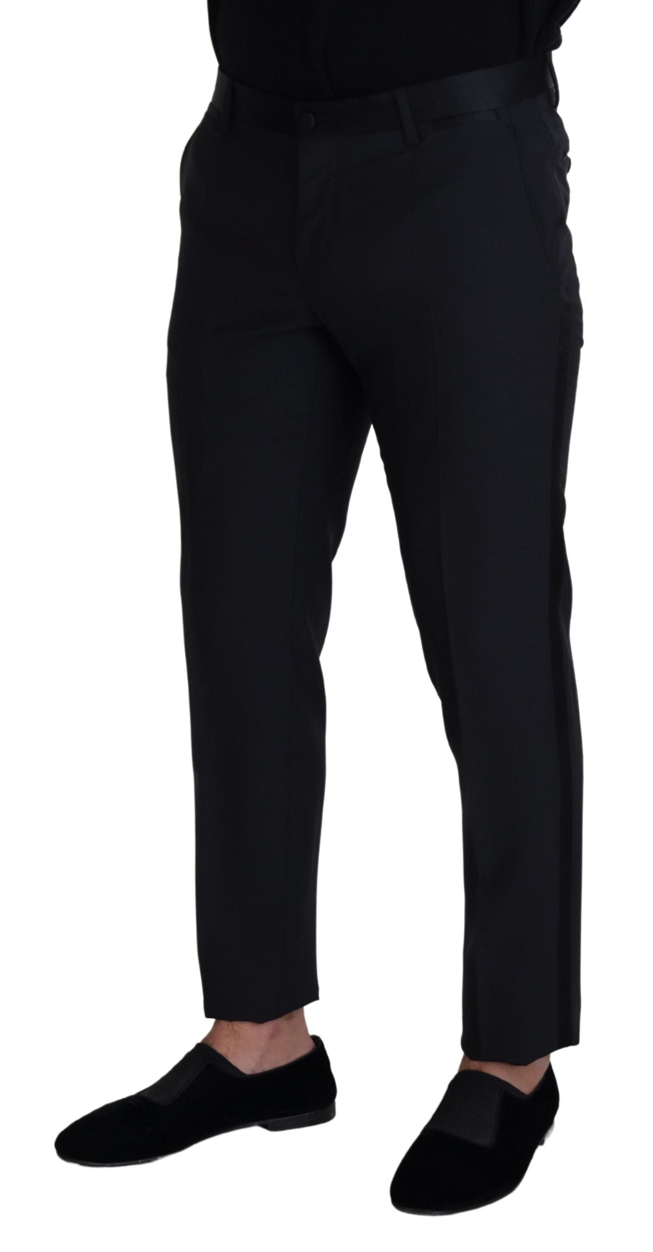 Pantaloni eleganti in misto lana nera Dolce & Gabbana