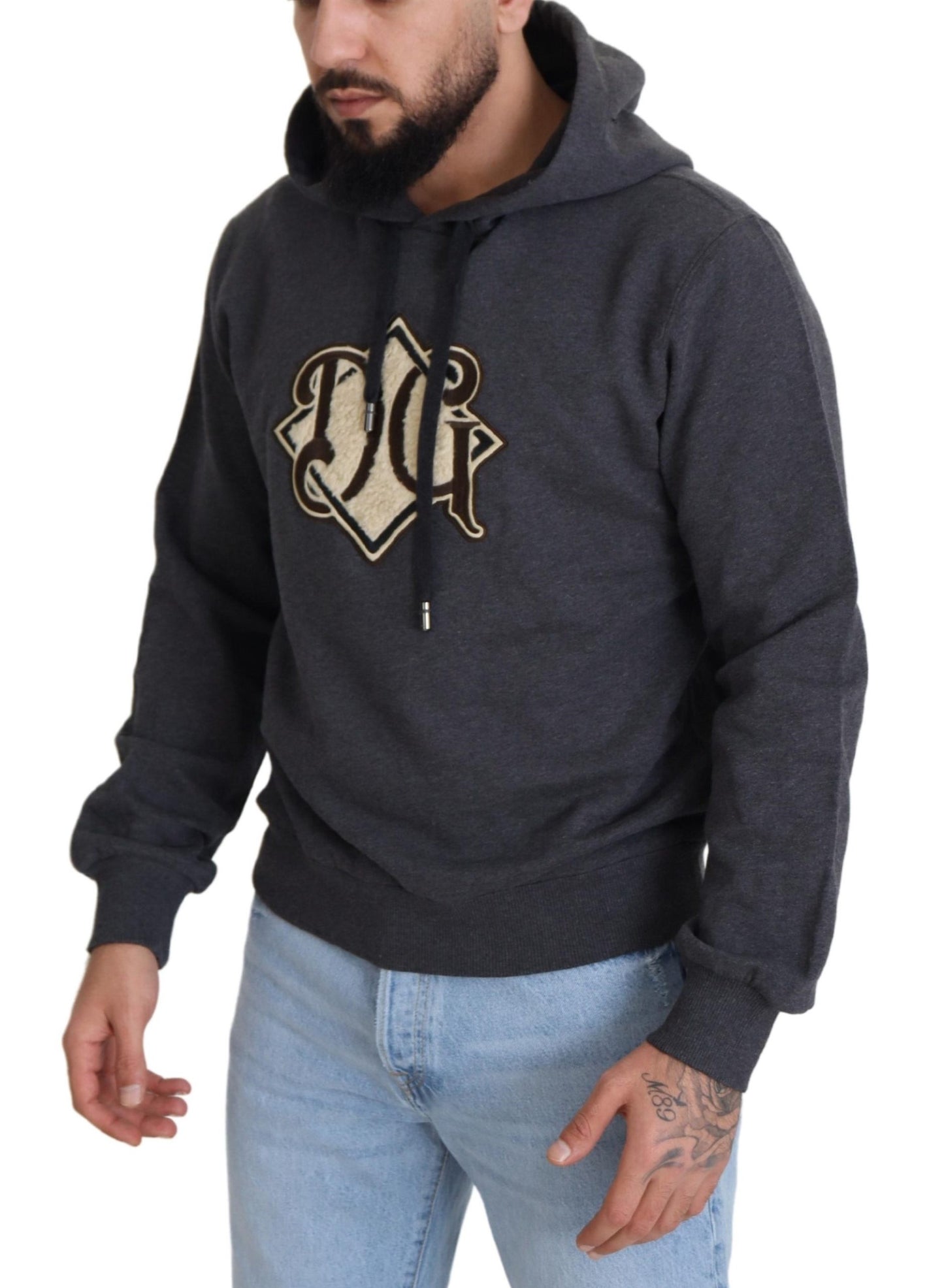 Dolce & Gabbana Elegantes graues Baumwoll-Kapuzenpullover