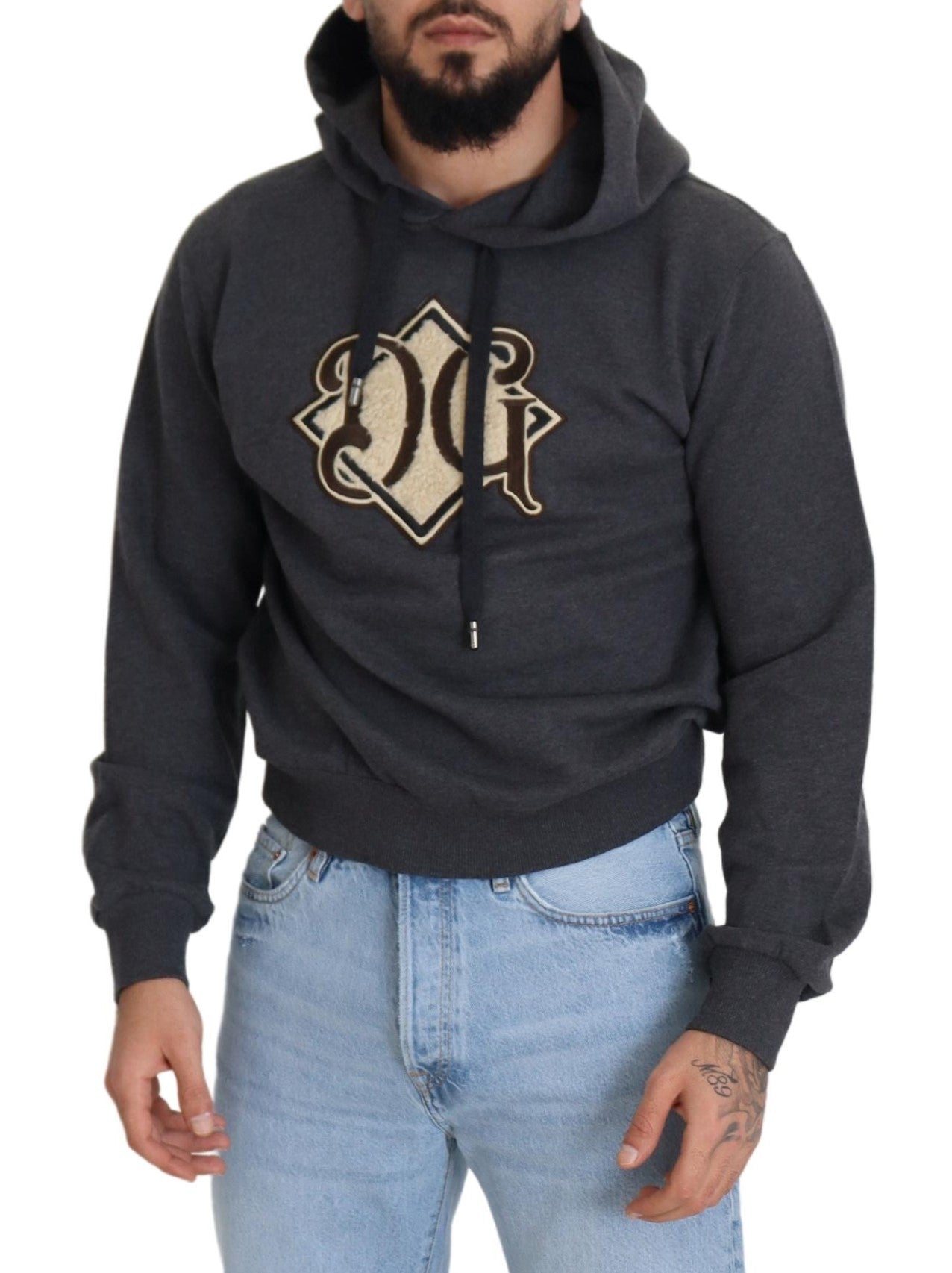 Dolce & Gabbana Elegantes graues Baumwoll-Kapuzenpullover