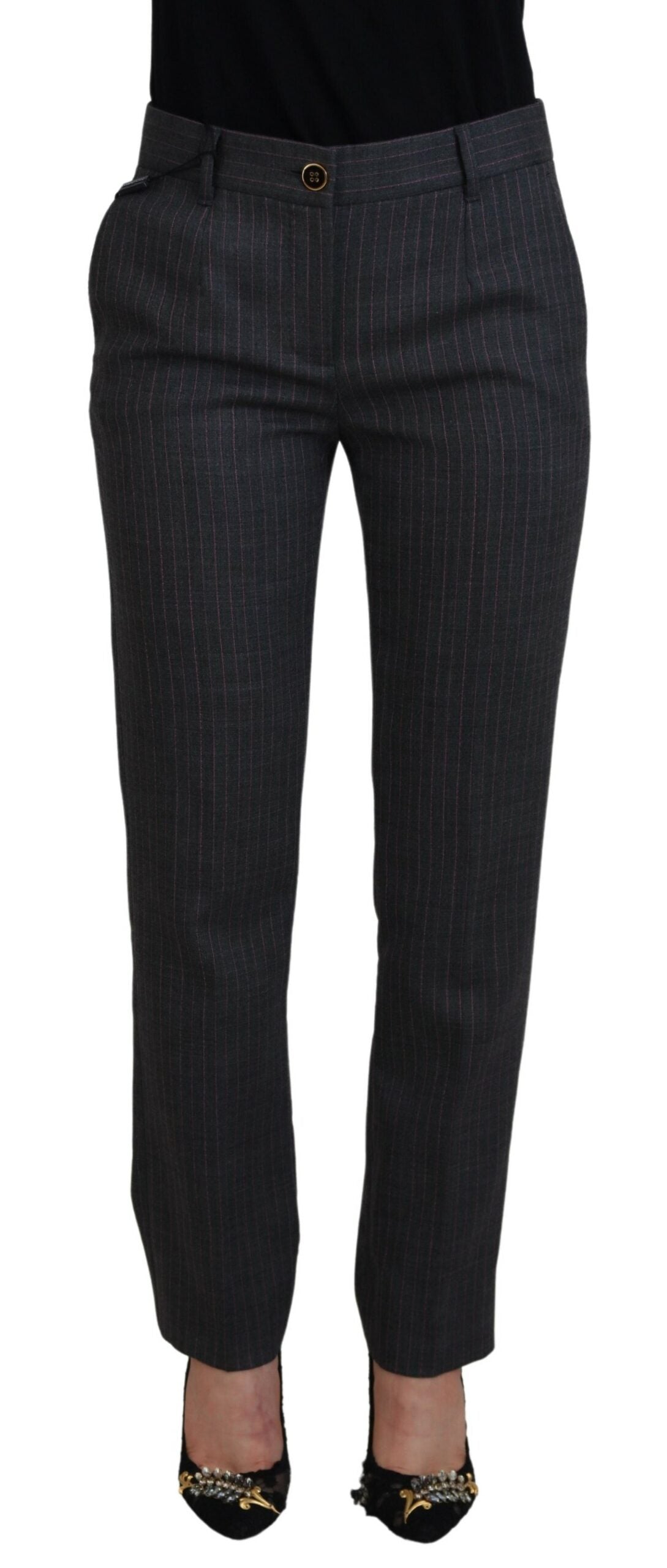 Pantaloni affusolati eleganti a righe grigie di Dolce & Gabbana