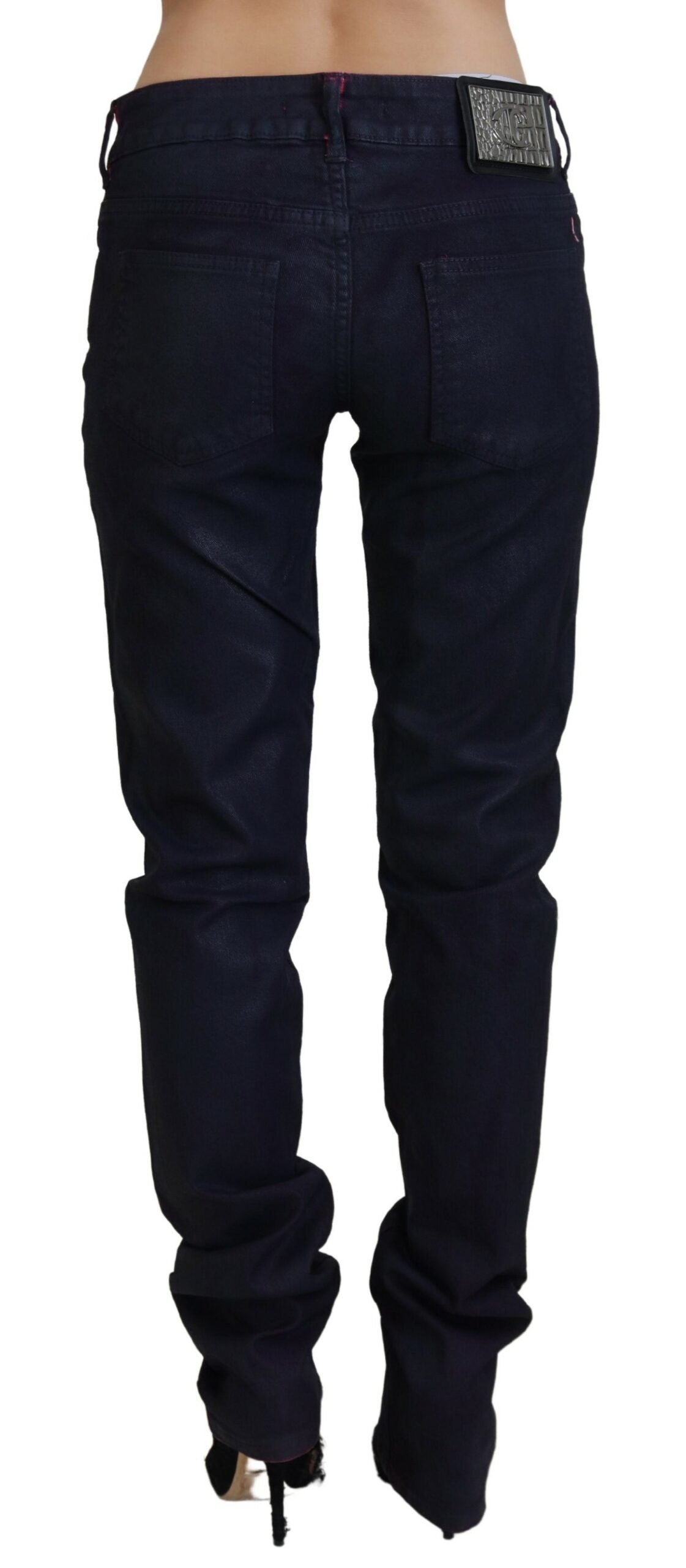 Pantaloni in denim a vita bassa neri eleganti Just Cavalli