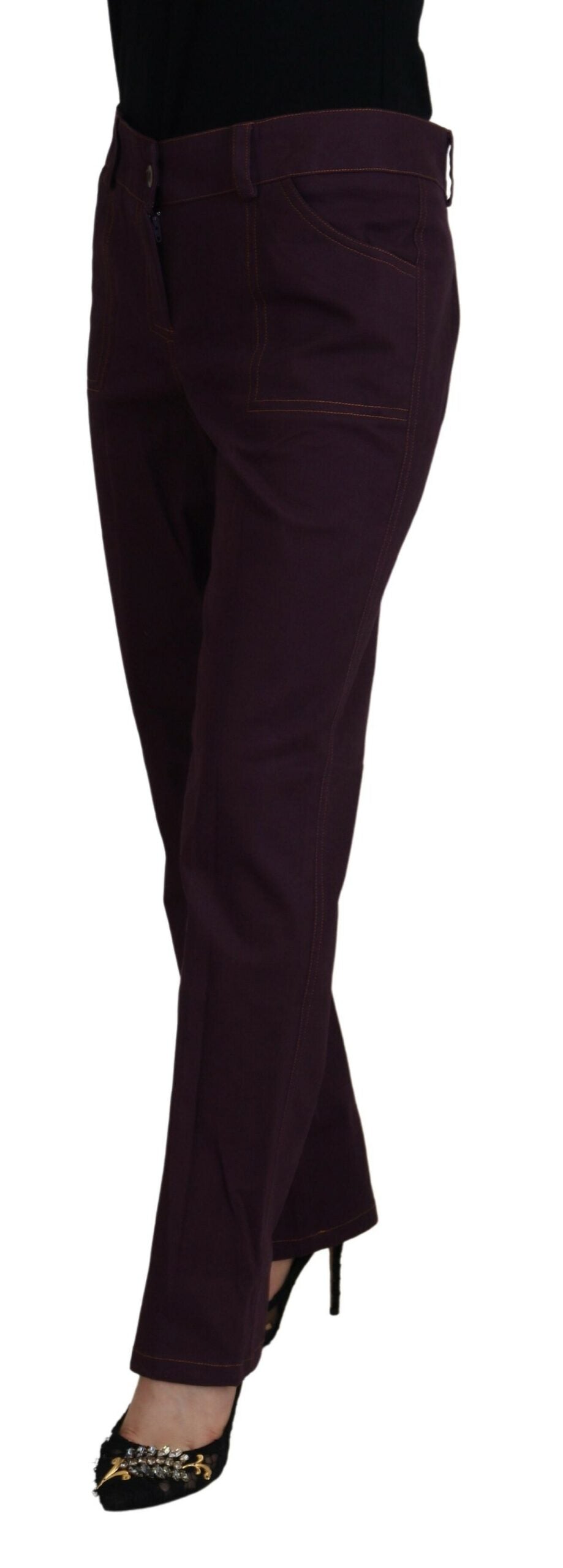 Pantaloni eleganti affusolati in cotone viola BENCIVENGA