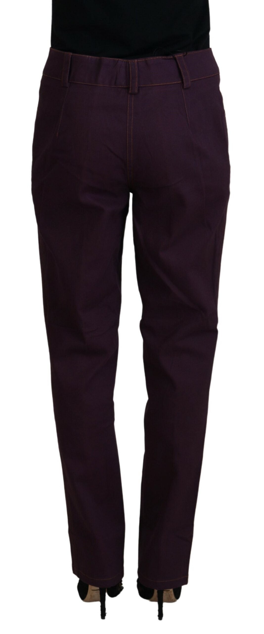 Pantaloni eleganti affusolati in cotone viola BENCIVENGA