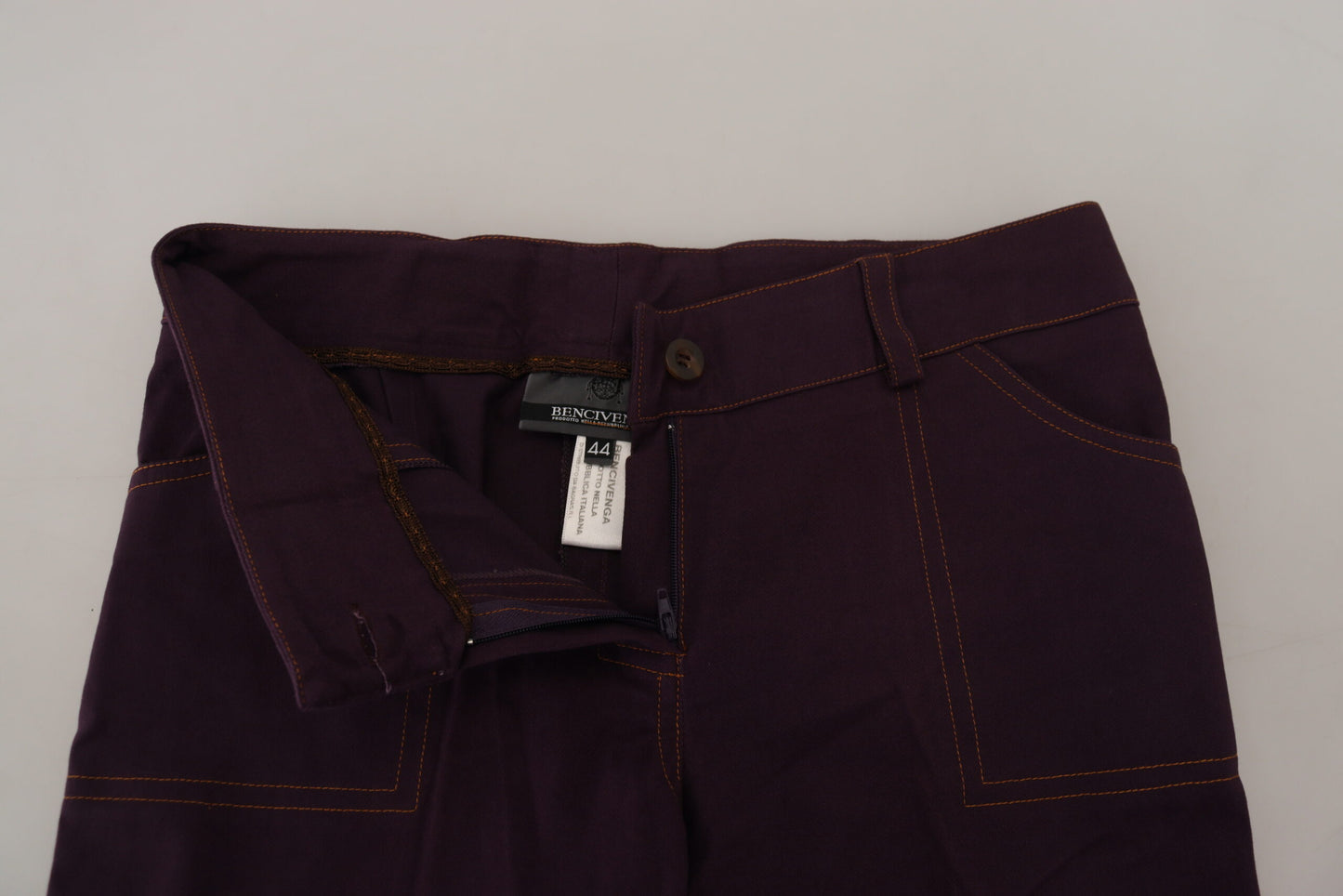 Pantaloni eleganti affusolati in cotone viola BENCIVENGA