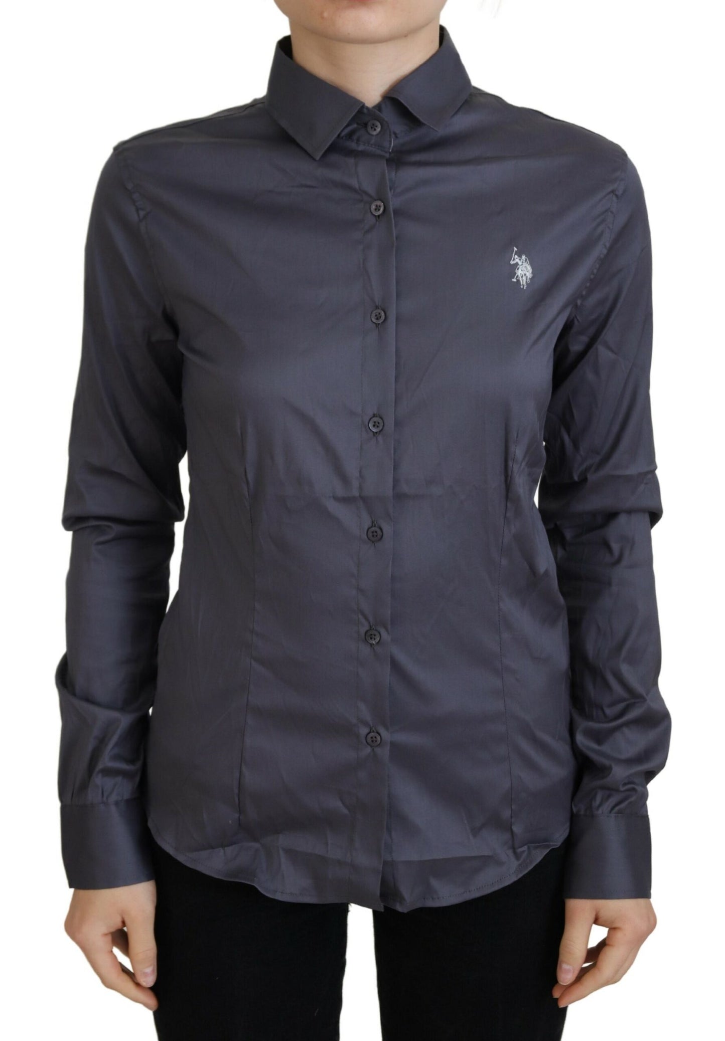 US POLO ASSN. Elegantes graues Langarm-Poloshirt