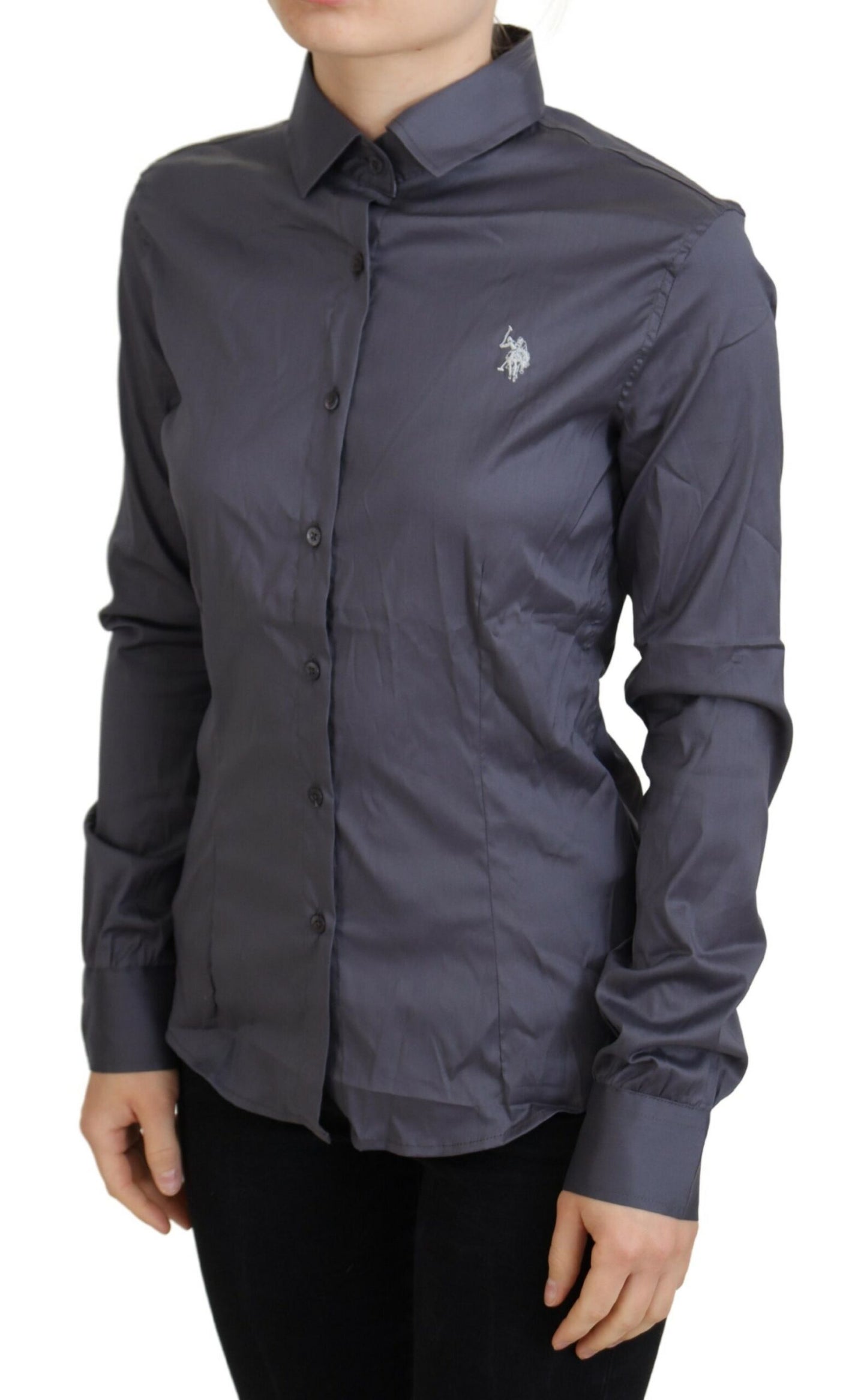 US POLO ASSN. Elegantes graues Langarm-Poloshirt