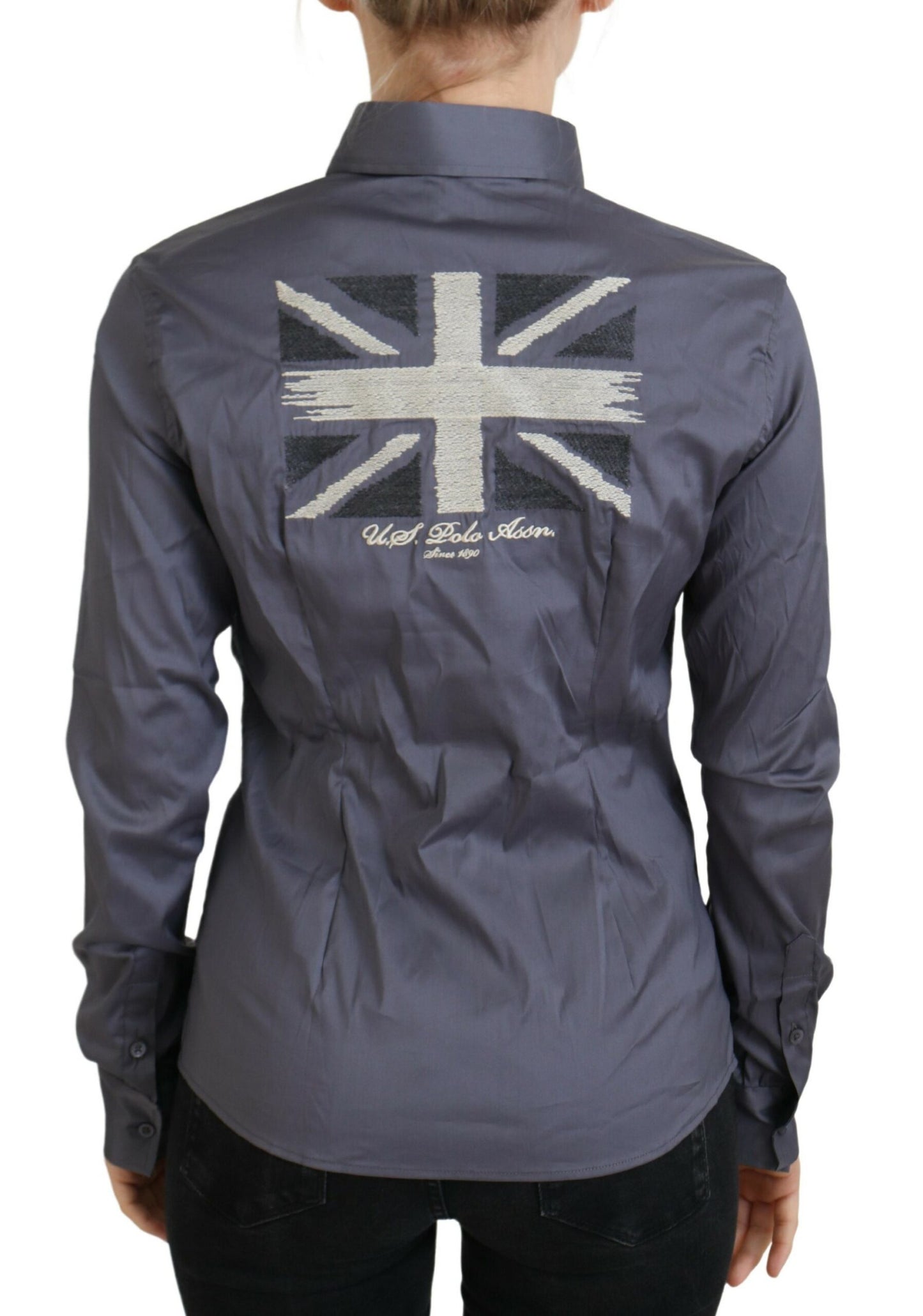 US POLO ASSN. Elegantes graues Langarm-Poloshirt