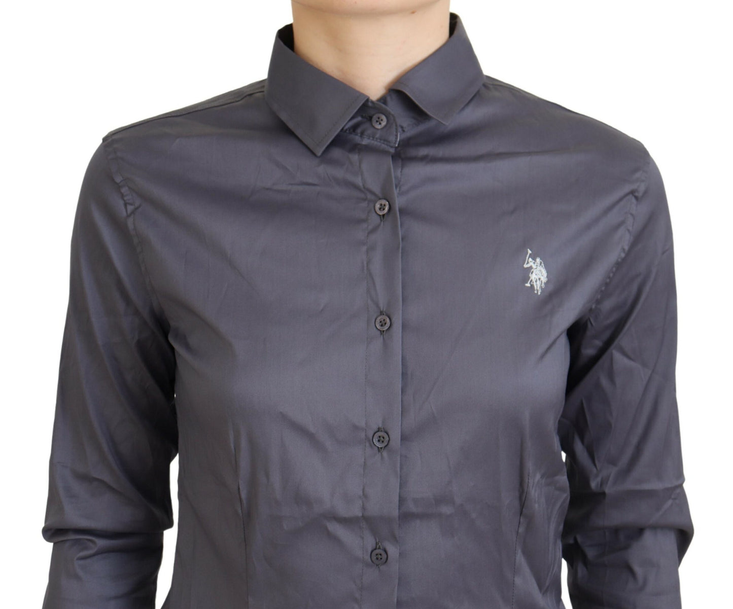 US POLO ASSN. Elegantes graues Langarm-Poloshirt